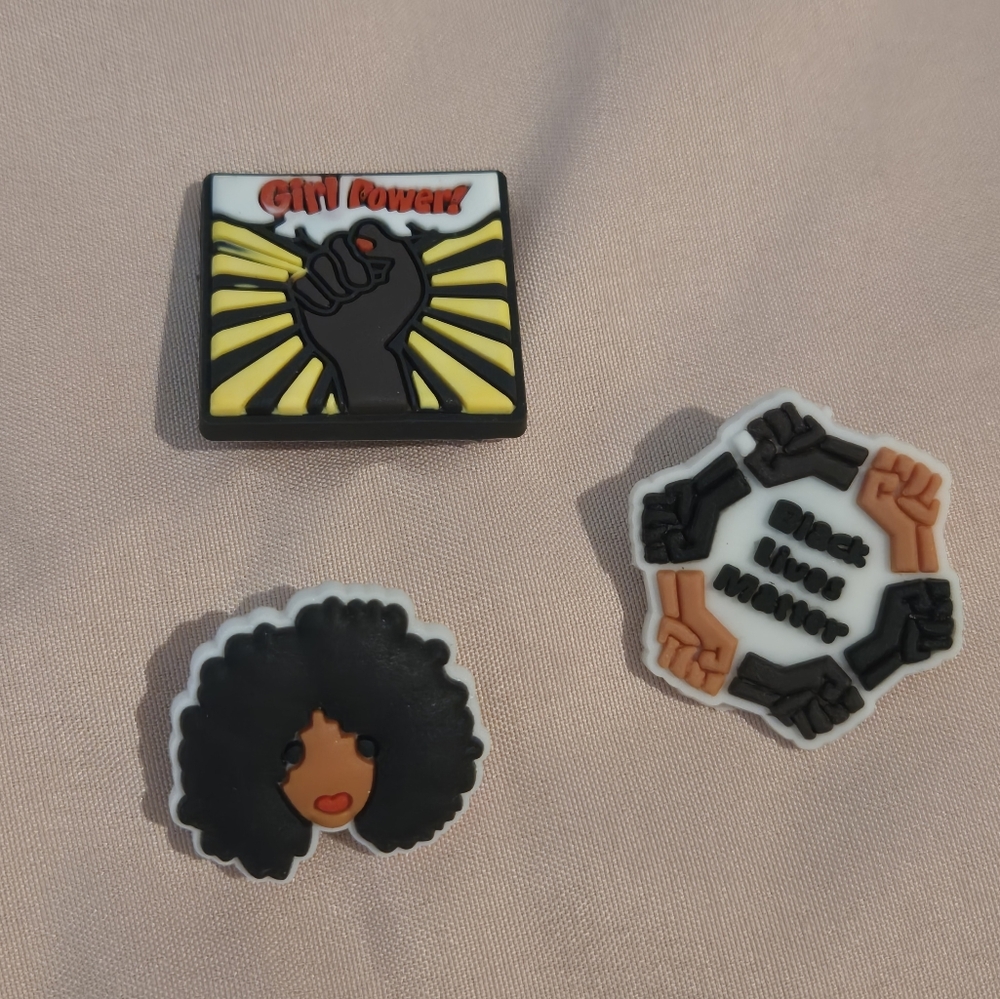 Shoes Charms 3pcs black lives matter girl power NEW